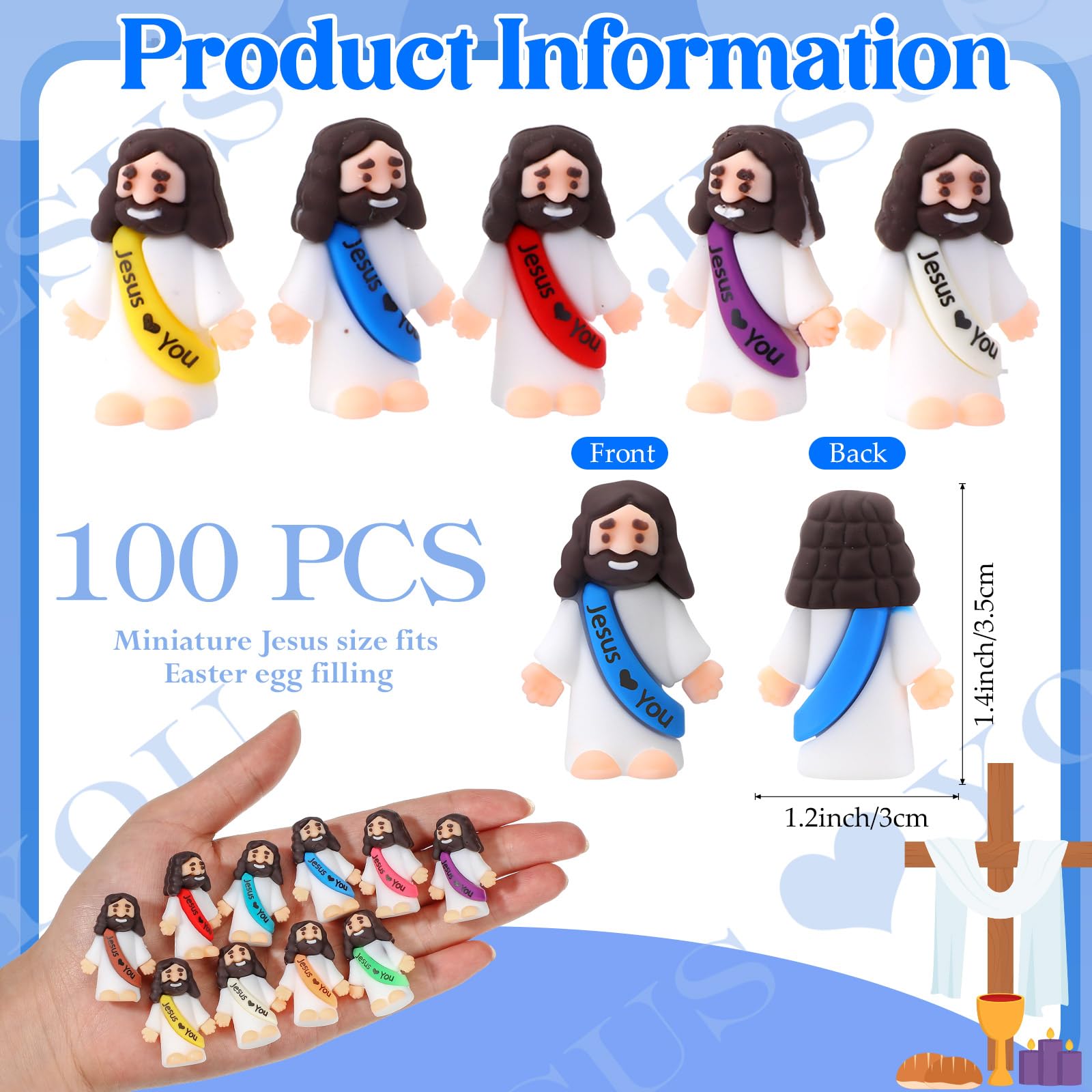 Bememo Jesus Loves You Figures, durable rubber miniatures for classroom rewards and party decor.
