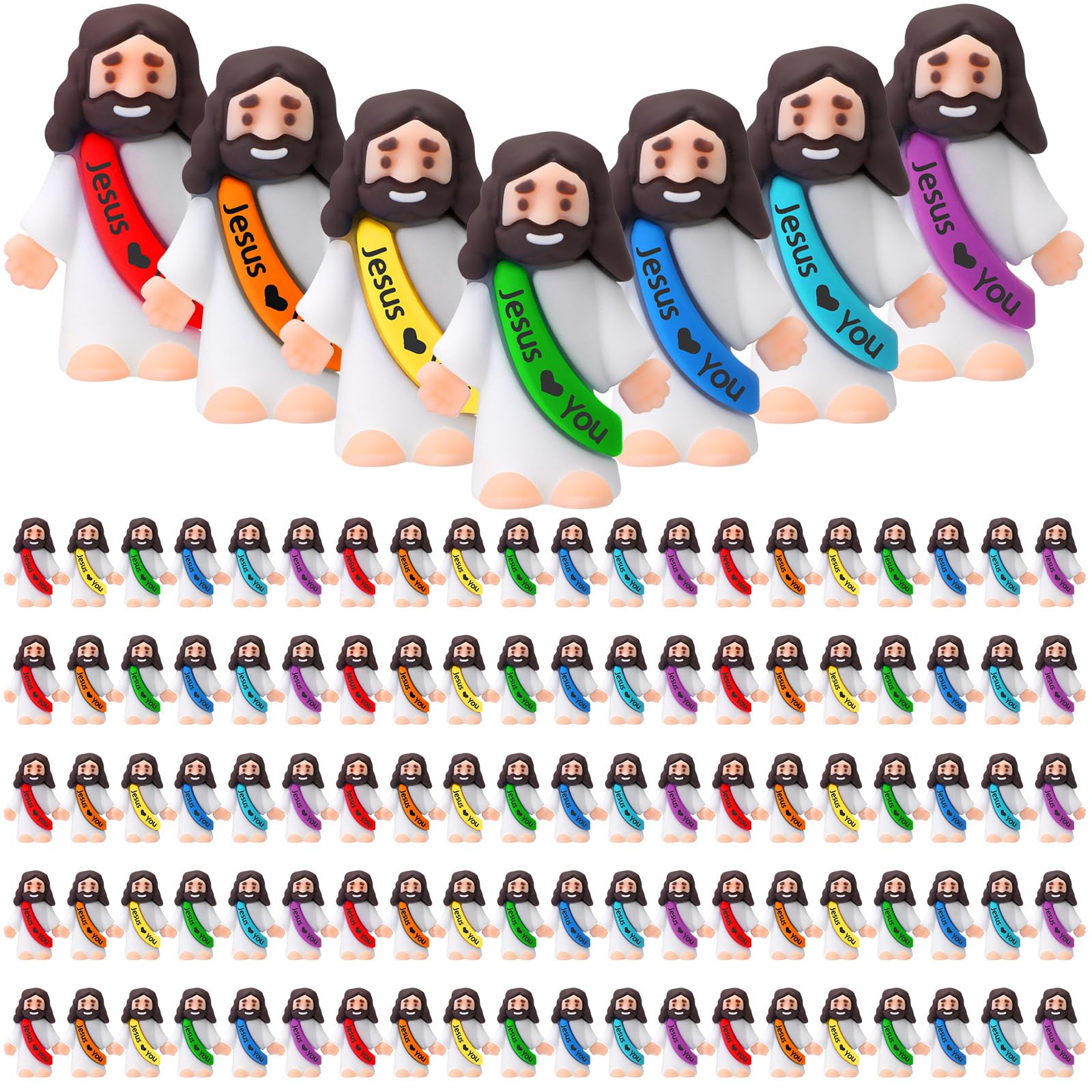 Bememo Jesus Loves You mini rubber dolls for Easter decor and photo props