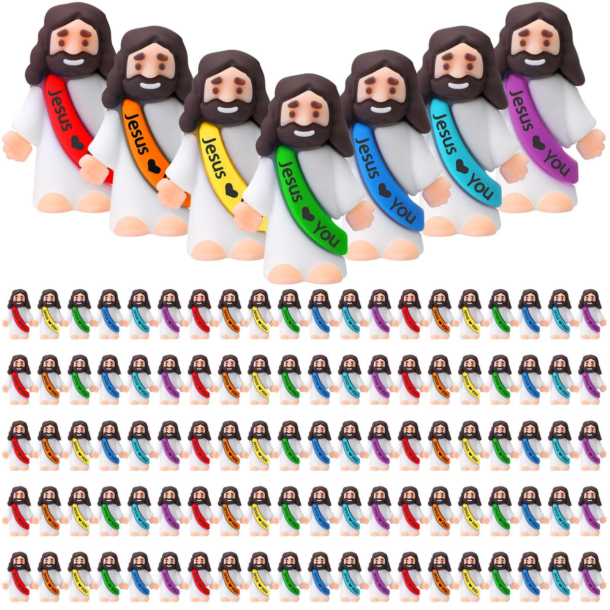 Bememo Jesus Loves You mini rubber dolls for Easter decor and photo props