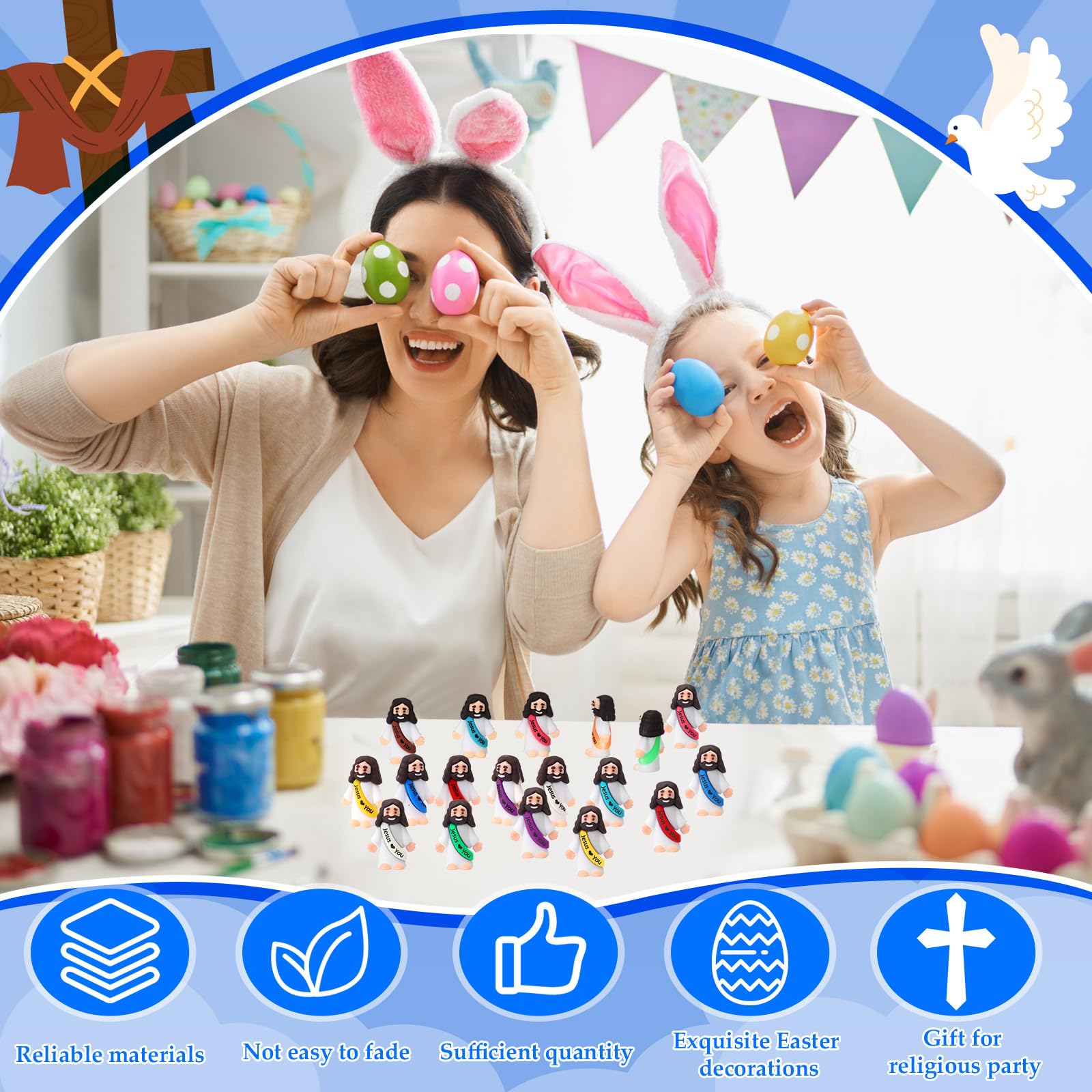Bememo Party Decor Jesus Figurines, cute tabletop accents for church events and gatherings.