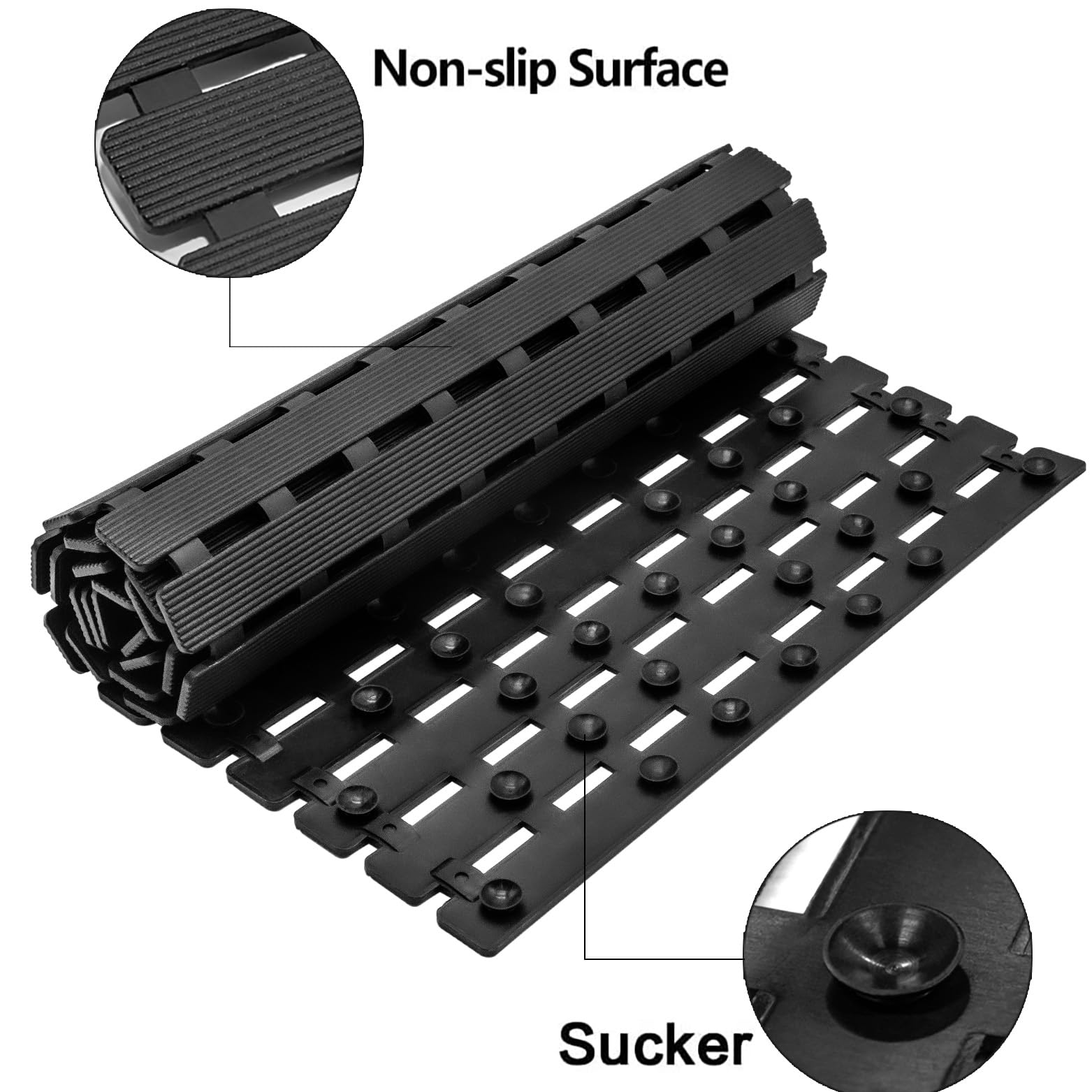 bemiso bath mat showing drain holes for quick water drainage.