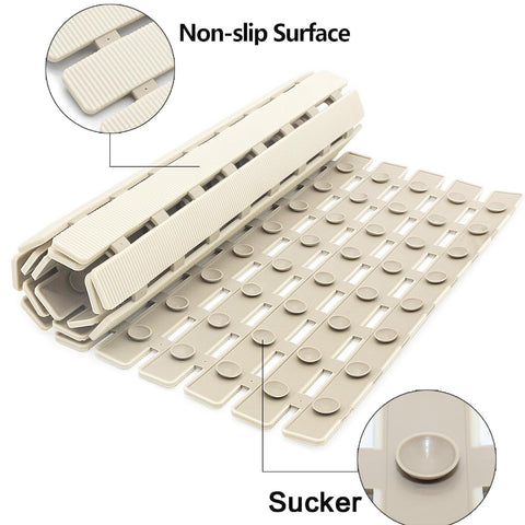 Bemiso bath mat with drain holes promotes quick drying after showers.