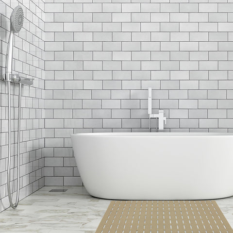BEMISO brown bath mat adds cozy, modern style to bathrooms.