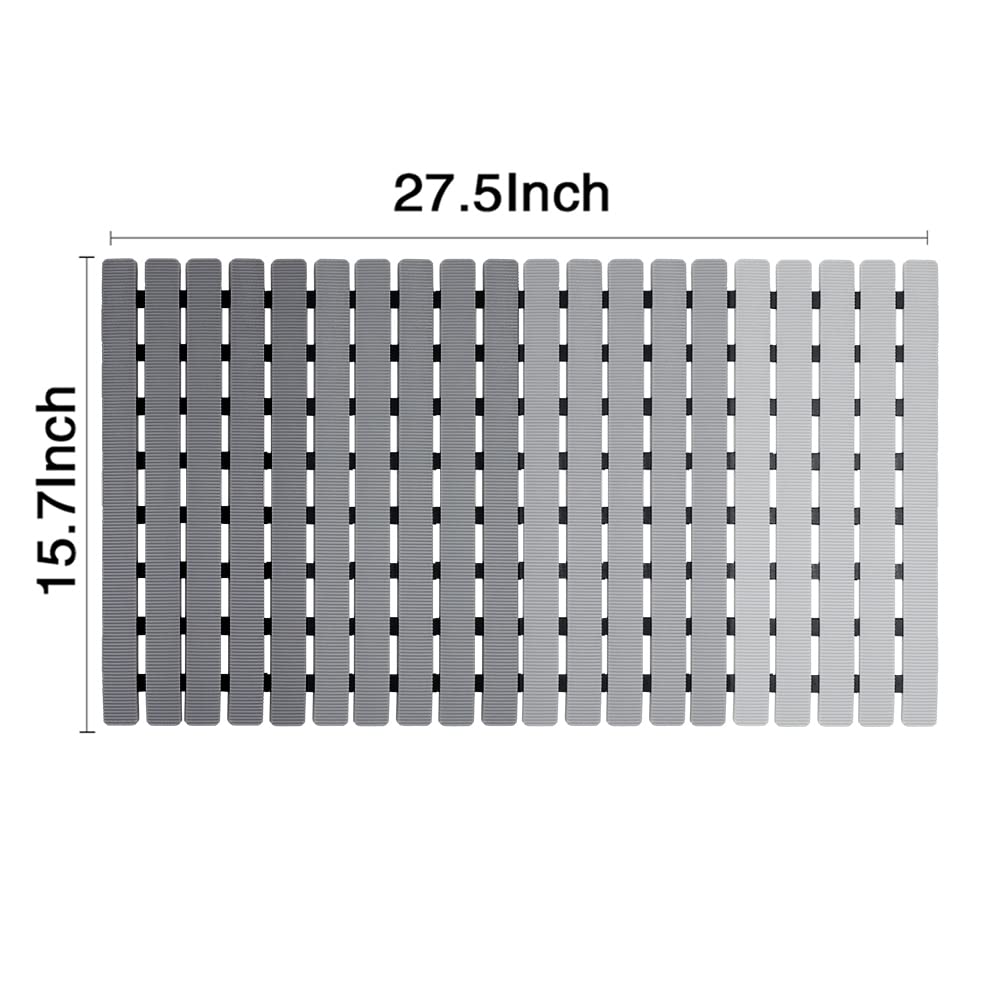Bemiso modern gray bath mat complements any bathroom decor.