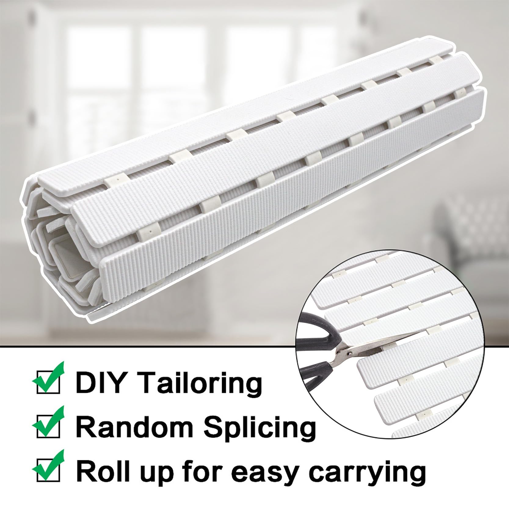 BEMISO cut-to-fit design lets you tailor the mat to your tub.