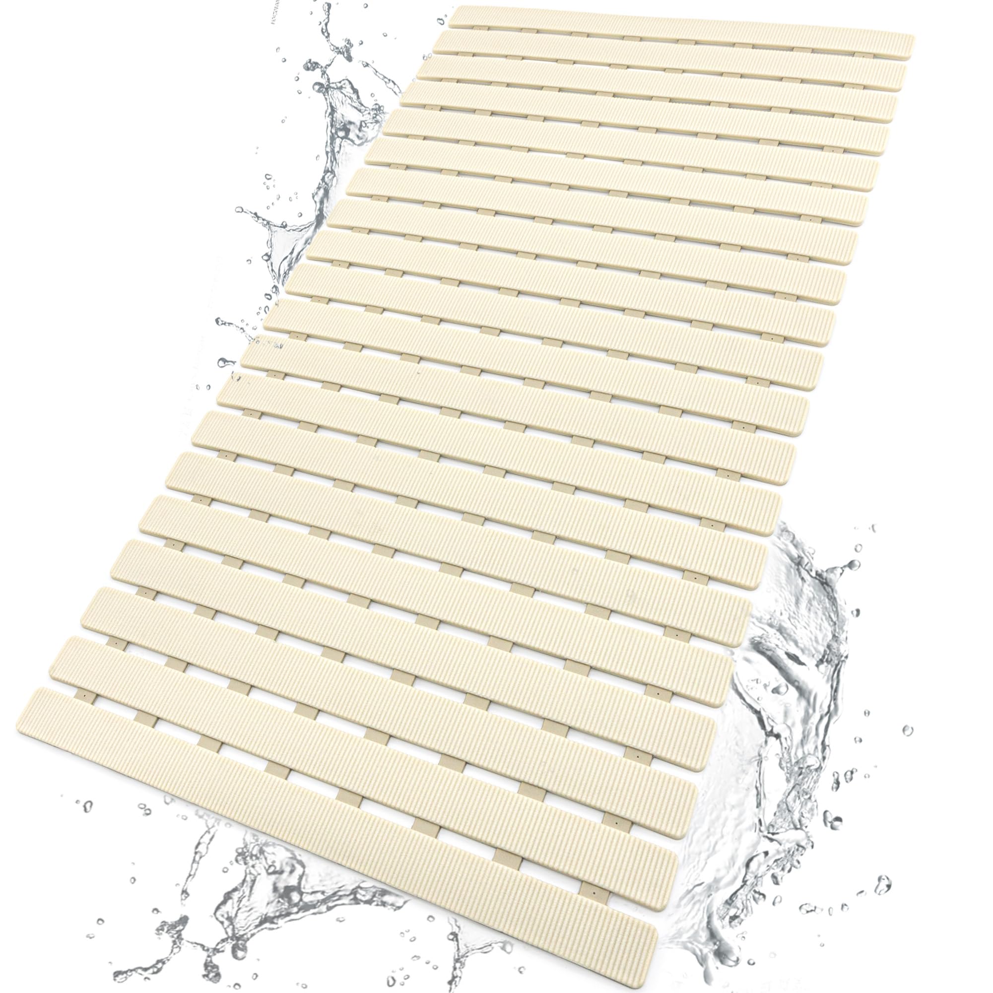 Bemiso shower mat with non-slip suction cups for secure footing.