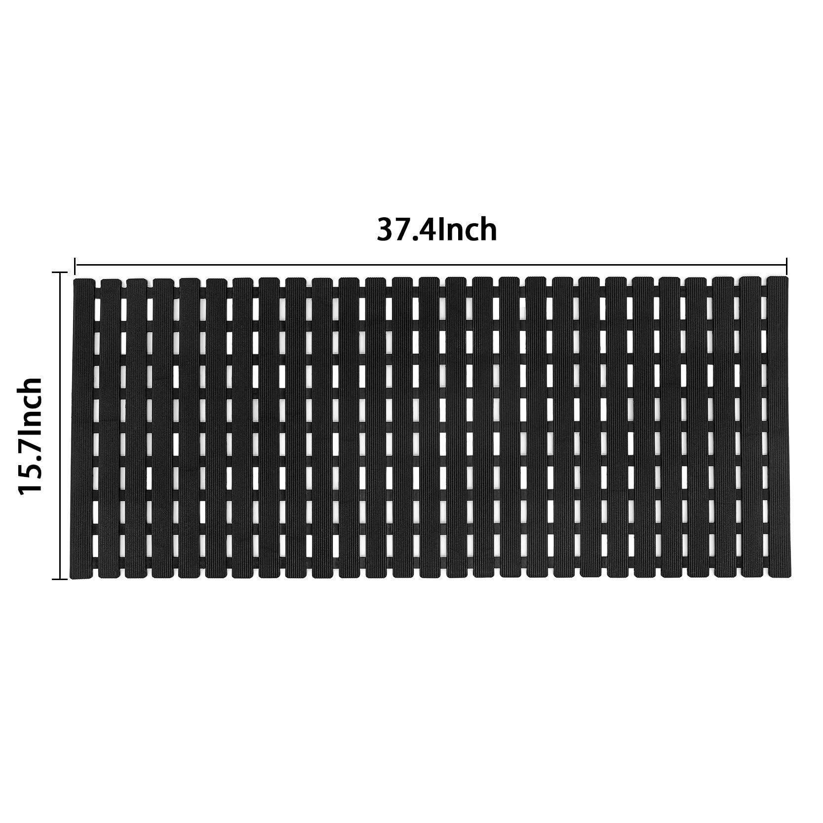 bemiso mat measures 37.4 by 15.7 inches for large tubs.