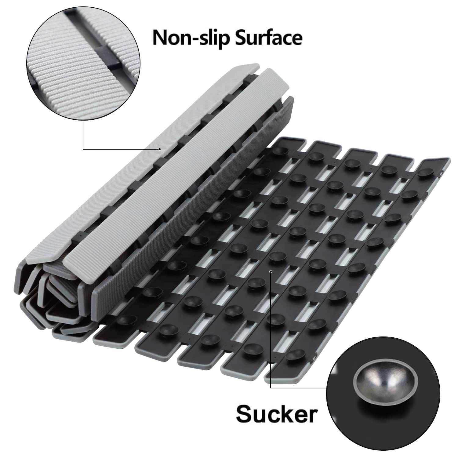 Bemiso shower mat with suction cups stays firmly in place.