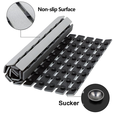 Bemiso shower mat with suction cups stays firmly in place.