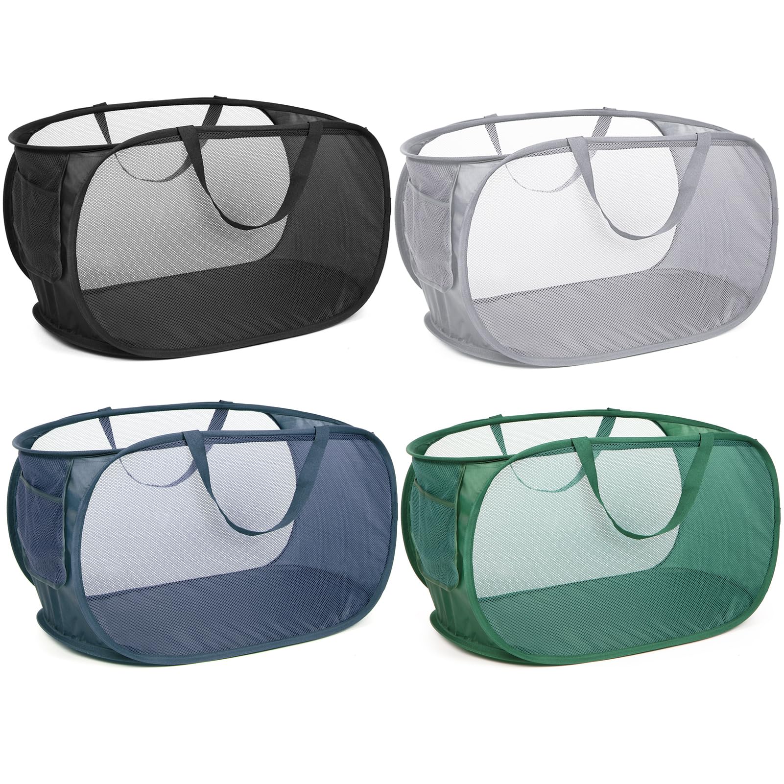 Bemkoo 4-pack durable collapsible laundry baskets with mesh for air flow