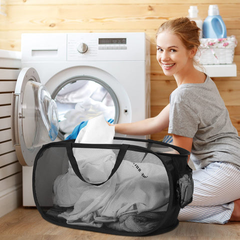 Bemkoo pop-up laundry hamper with pocket for organizing detergents