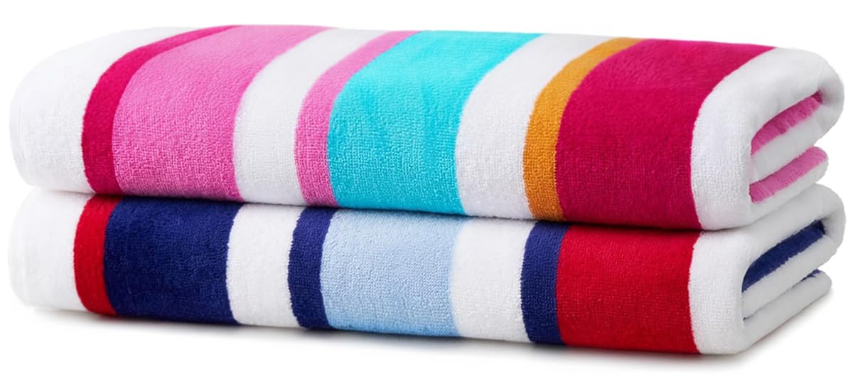 Joey Velour towels multi-color stripe pack for the whole family.