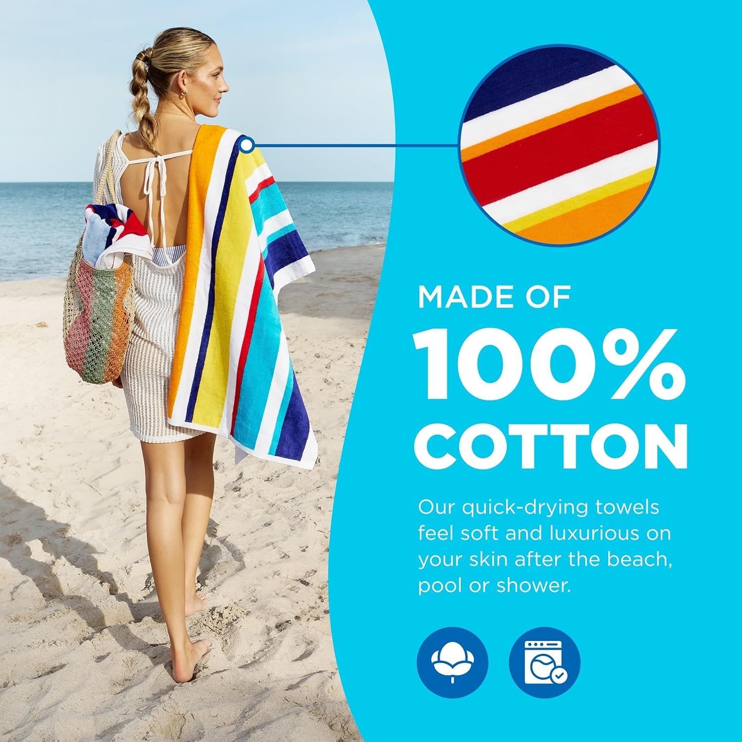 Joey Velour towels ready for pool or beach outings.