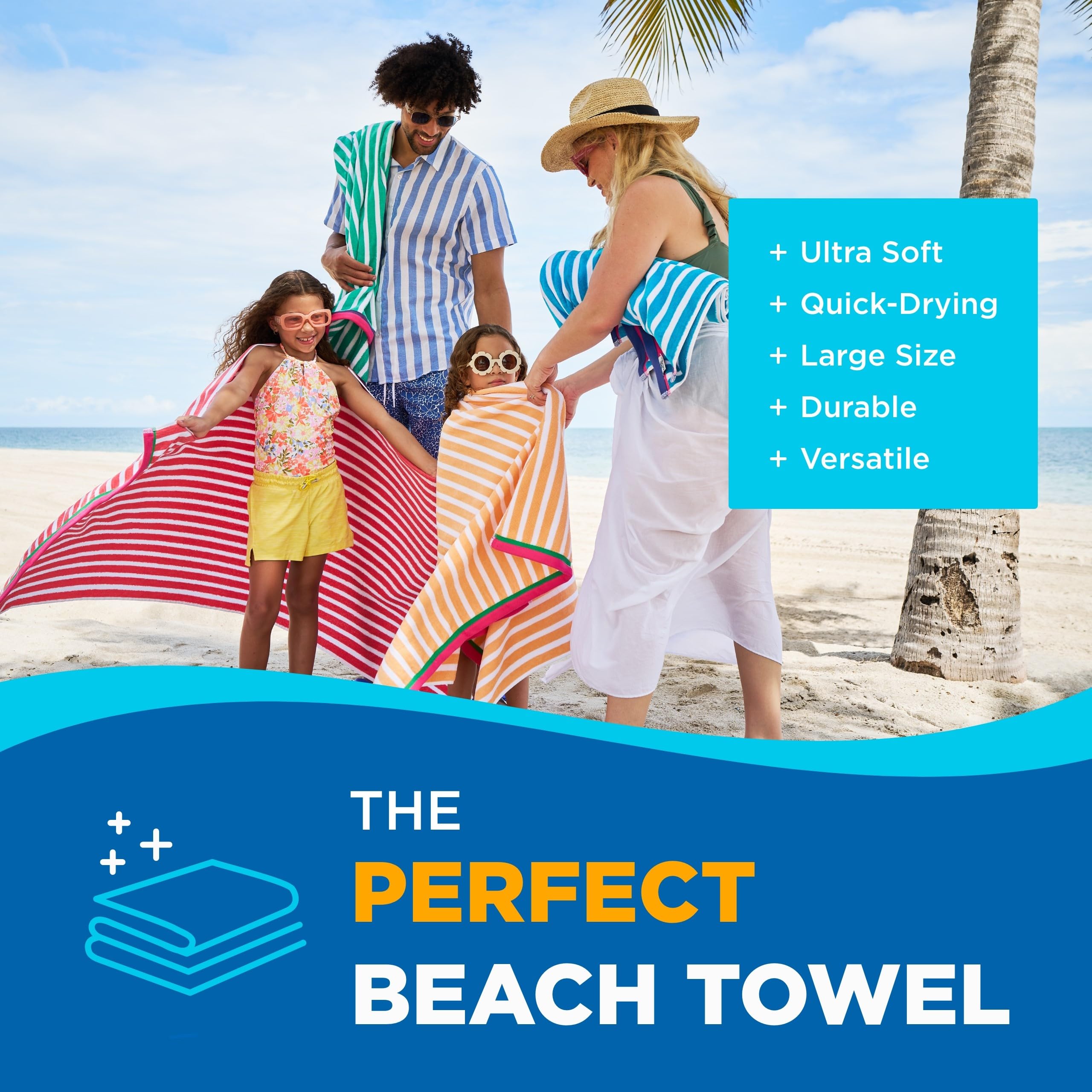 BEN KAUFMAN Absorbent Quick-Dry Beach Towel, ideal for fast post-swim drying