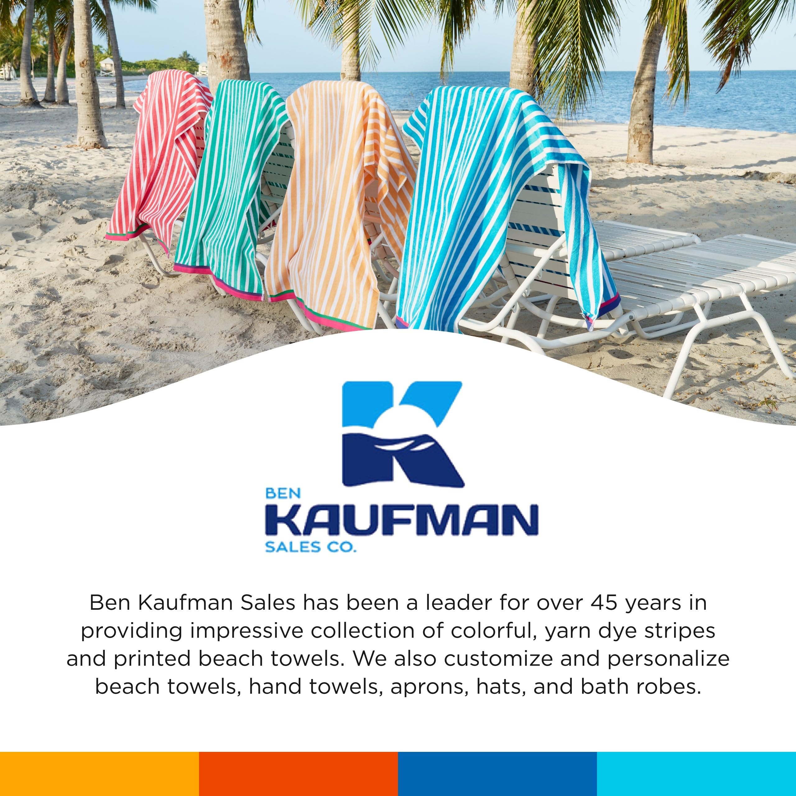BEN KAUFMAN Colorful Striped Towel adds vibrant vibe to beach days