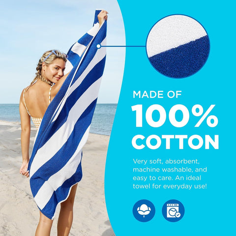 Ben Kaufman Terry Cabana striped towel offers ample space for family drying.