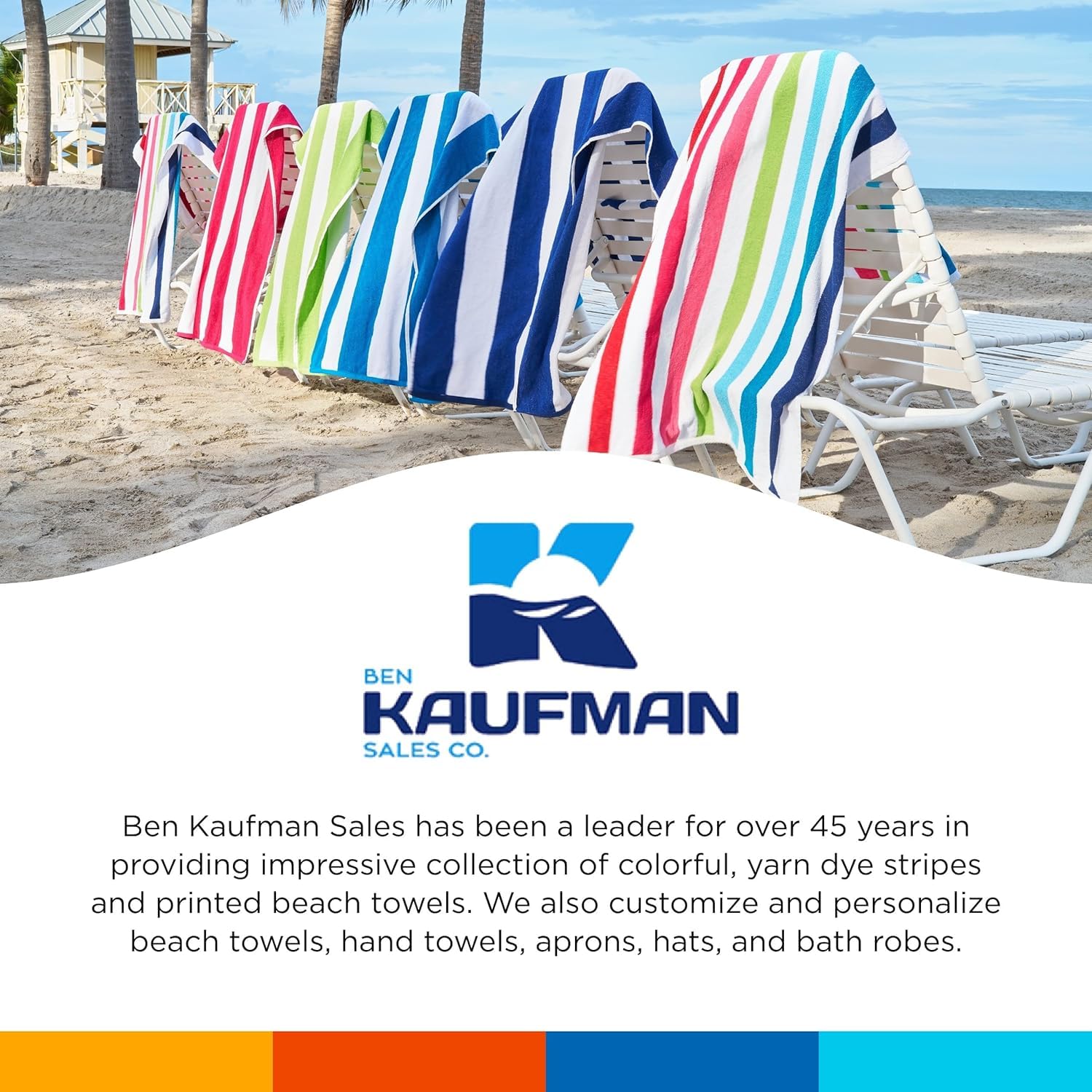 Ben Kaufman striped towel adds a cheerful touch to pool or shore excursions.