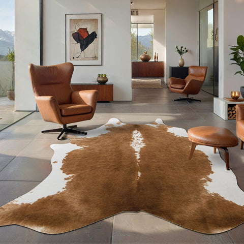 BENRON faux cowhide rug crystal velvet texture delivers a soft, luxurious underfoot feel.