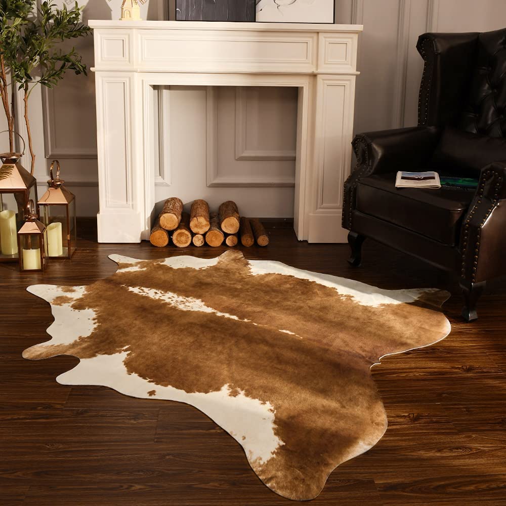 BENRON premium faux cowhide rug with cow print adds rustic charm and cruelty-free style.