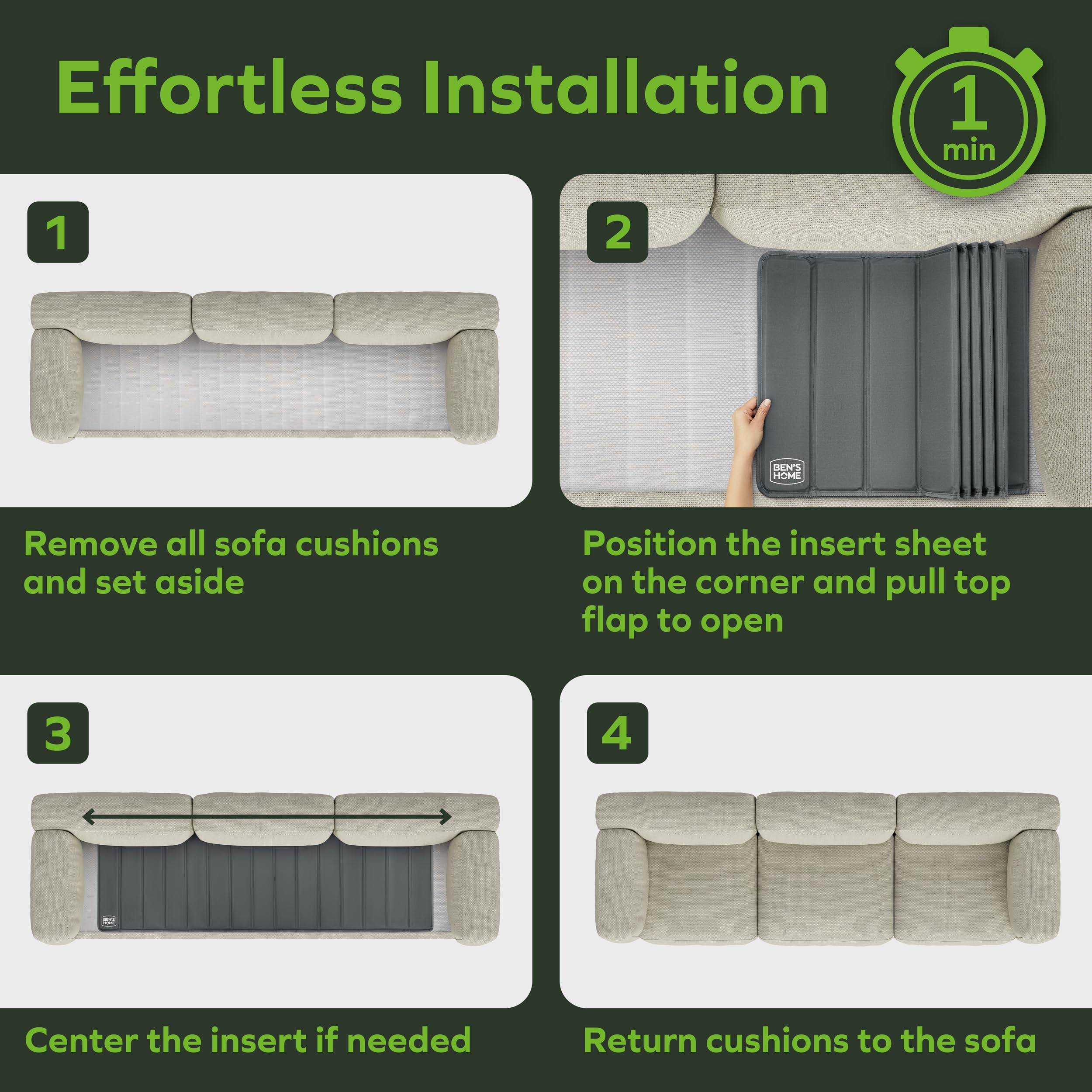 BEN'SHOME anti-sag solution enhances sofa stability during daily use.