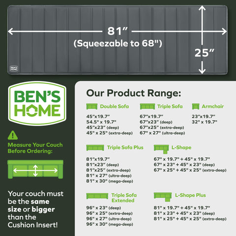 BEN'SHOME anti-slip Oxford fabric grips cushions to prevent shifting.