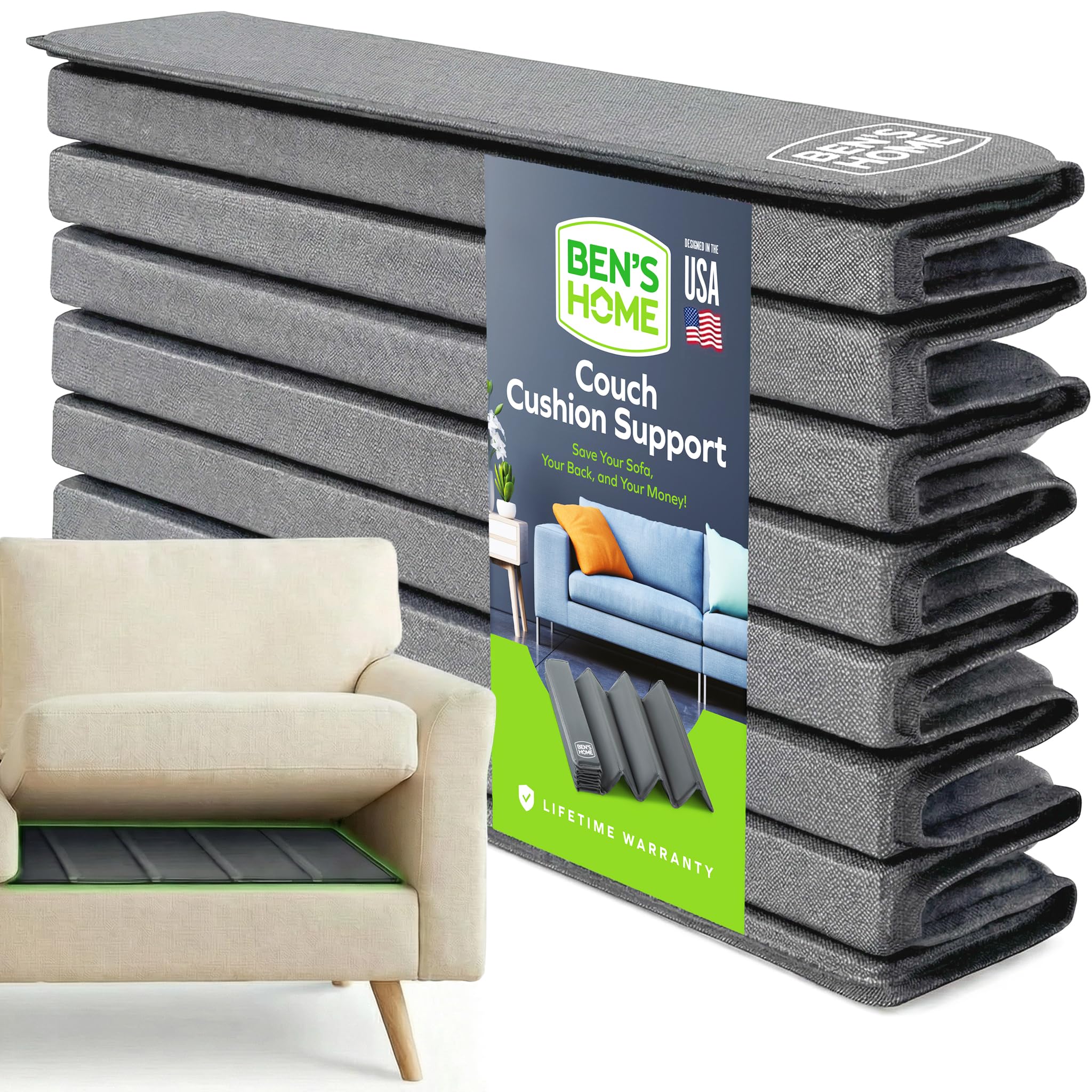 BEN'SHOME heavy-duty cushion support board under cushions for instant firmness.