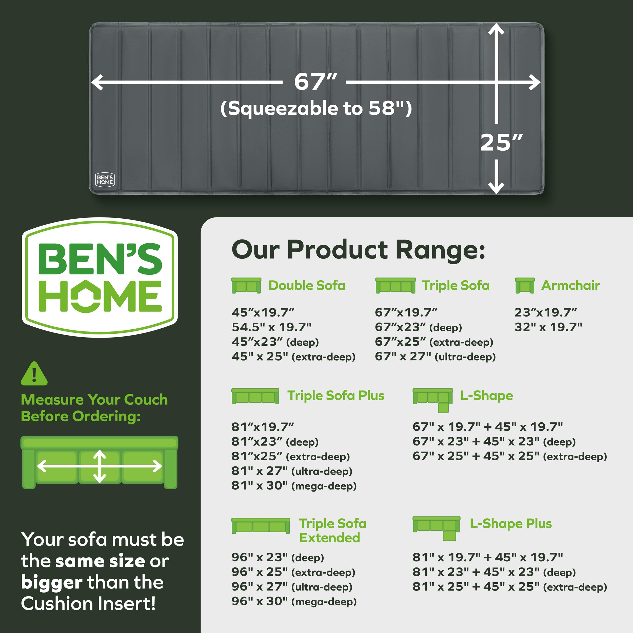 BEN'SHOME anti-slip Oxford fabric cover keeps cushions and sofa in place