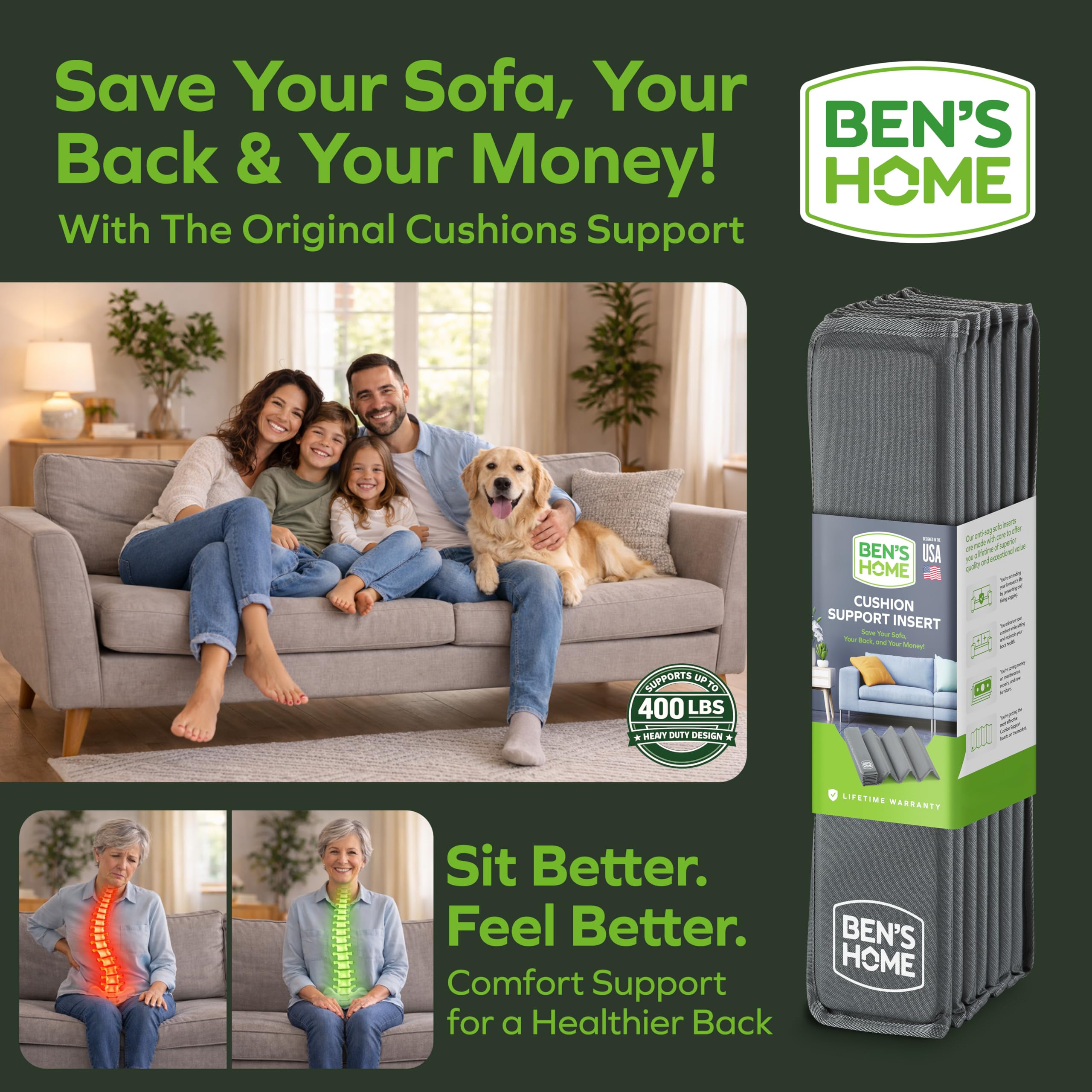 BEN'SHOME rounded edges protect leather and fabric from snags.