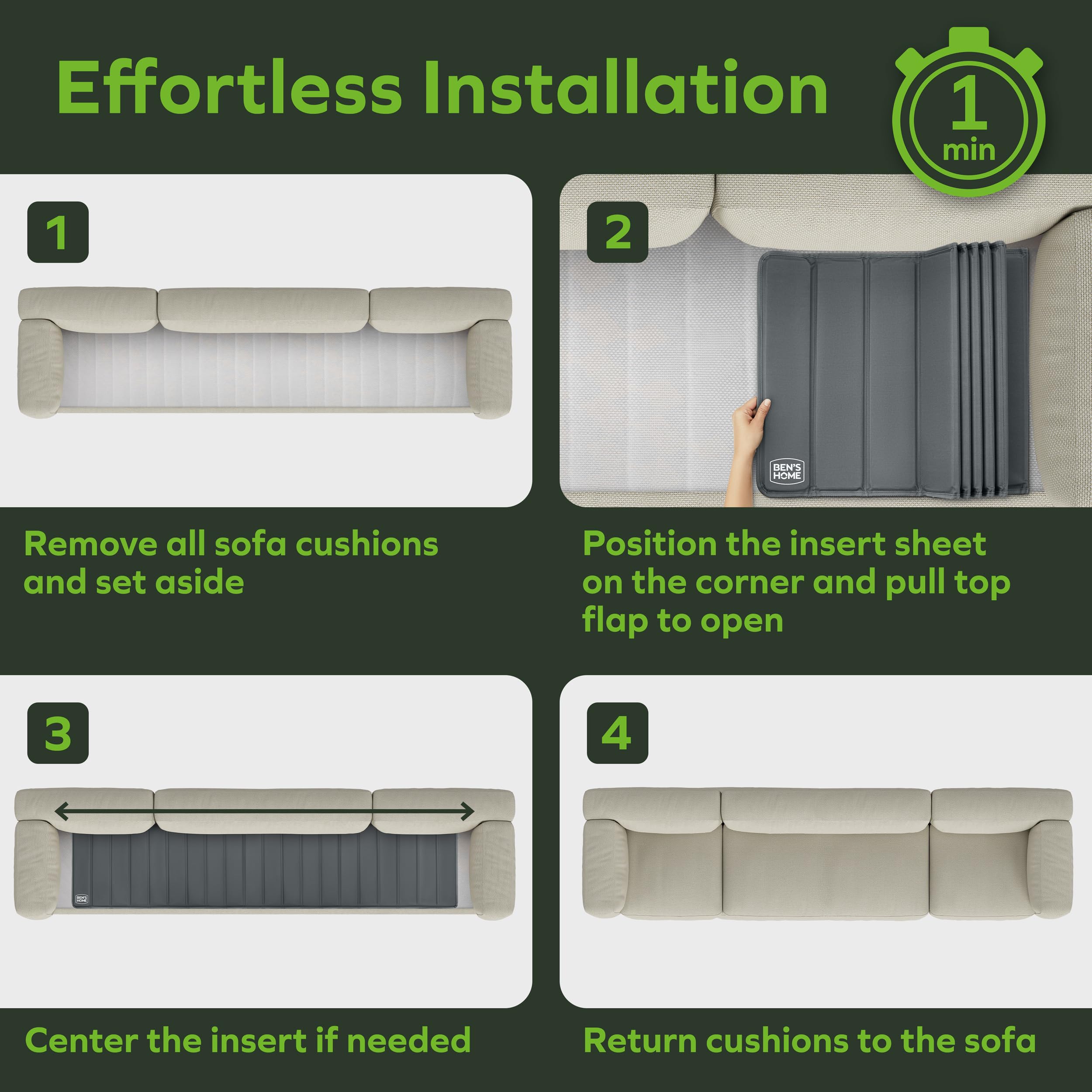 BEN'SHOME under-cushion insert supports long sofas for better lounging.