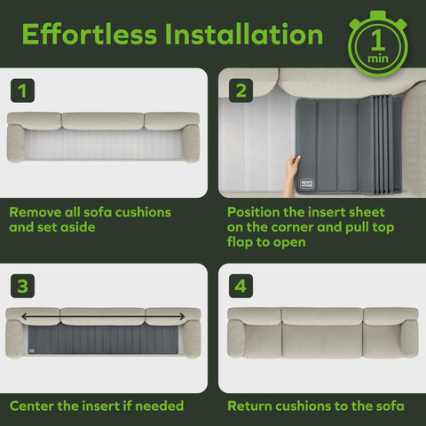 BEN'SHOME under-cushion insert supports long sofas for better lounging.