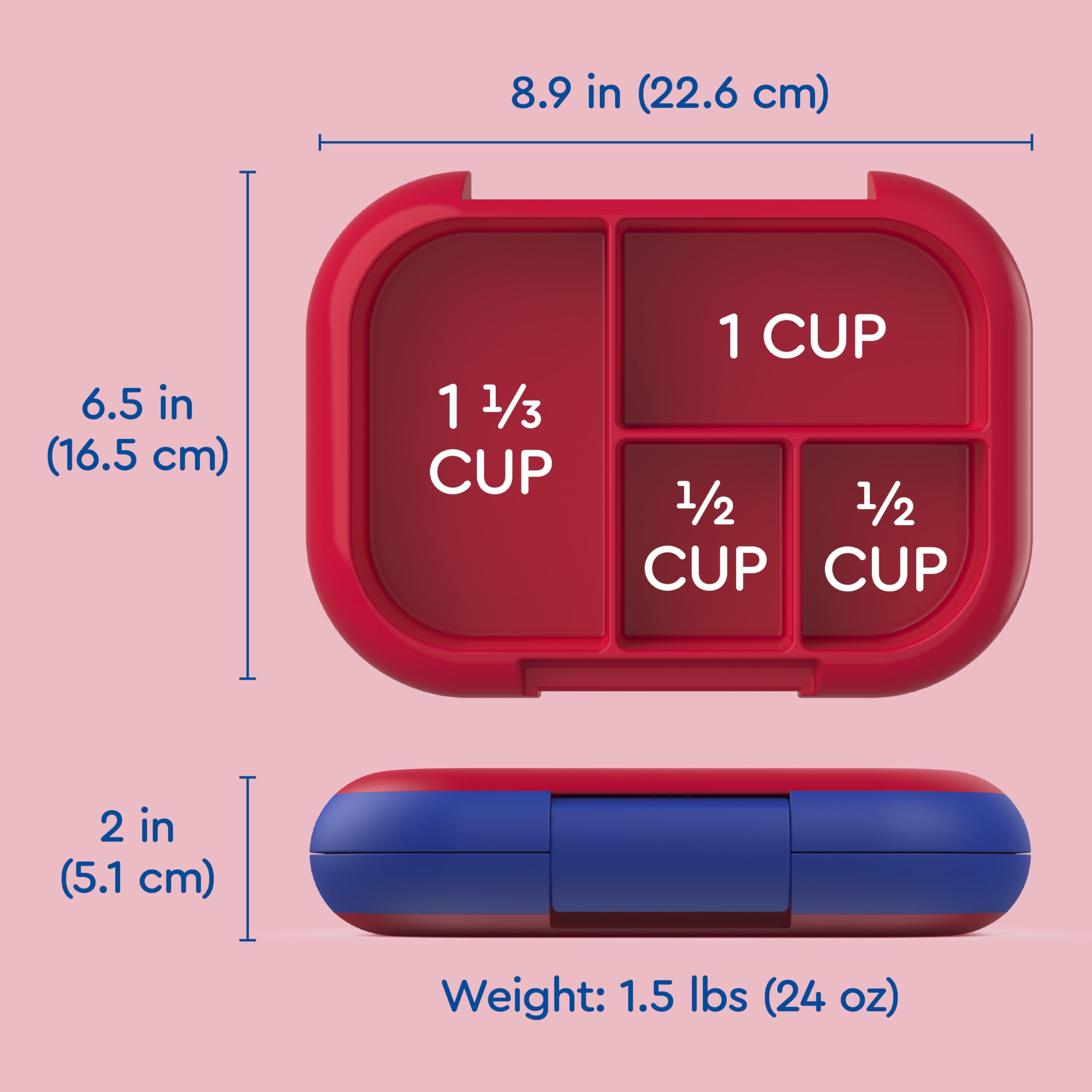 Bentgo Chill Kids 3.3 cup capacity fits balanced portions.
