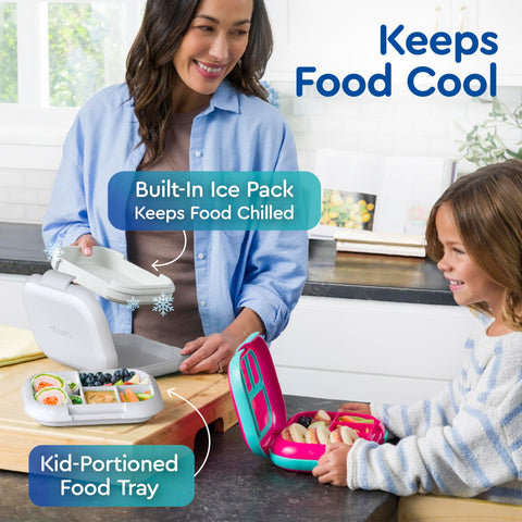 Bentgo Chill Kids four-compartment tray keeps foods separated and organized.