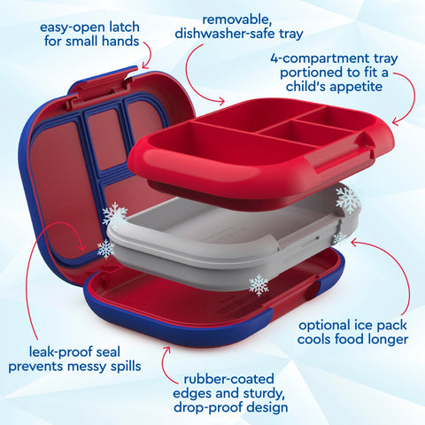 Bentgo Chill Kids microwave-safe top rack for quick reheats.