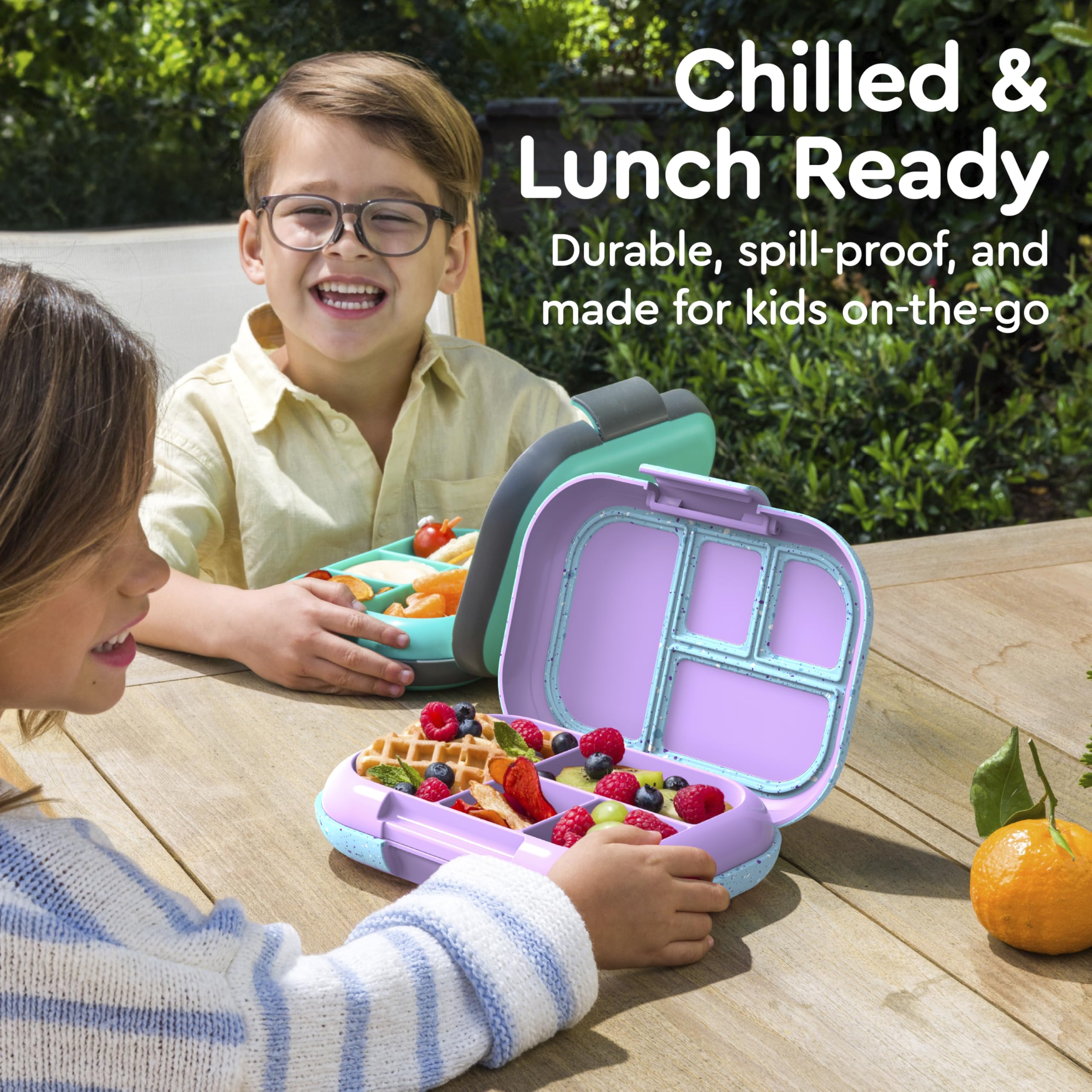 Bentgo Chill rubberized outside shell withstands drops and daily use.