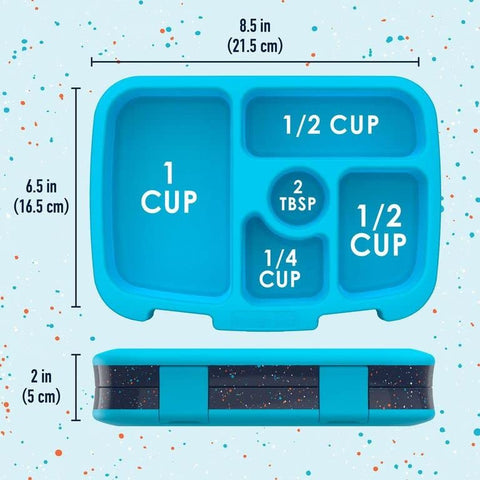 Bentgo Kids Abyss Blue Confetti design ready for backpack use.