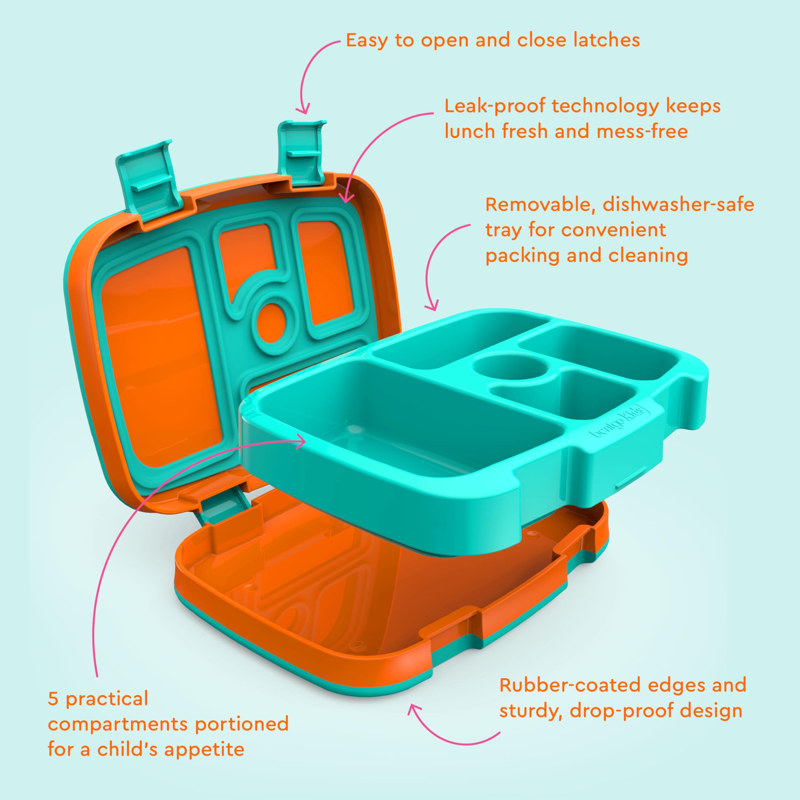 Bentgo Kids orange dishwasher-safe outer shell for easy cleanup