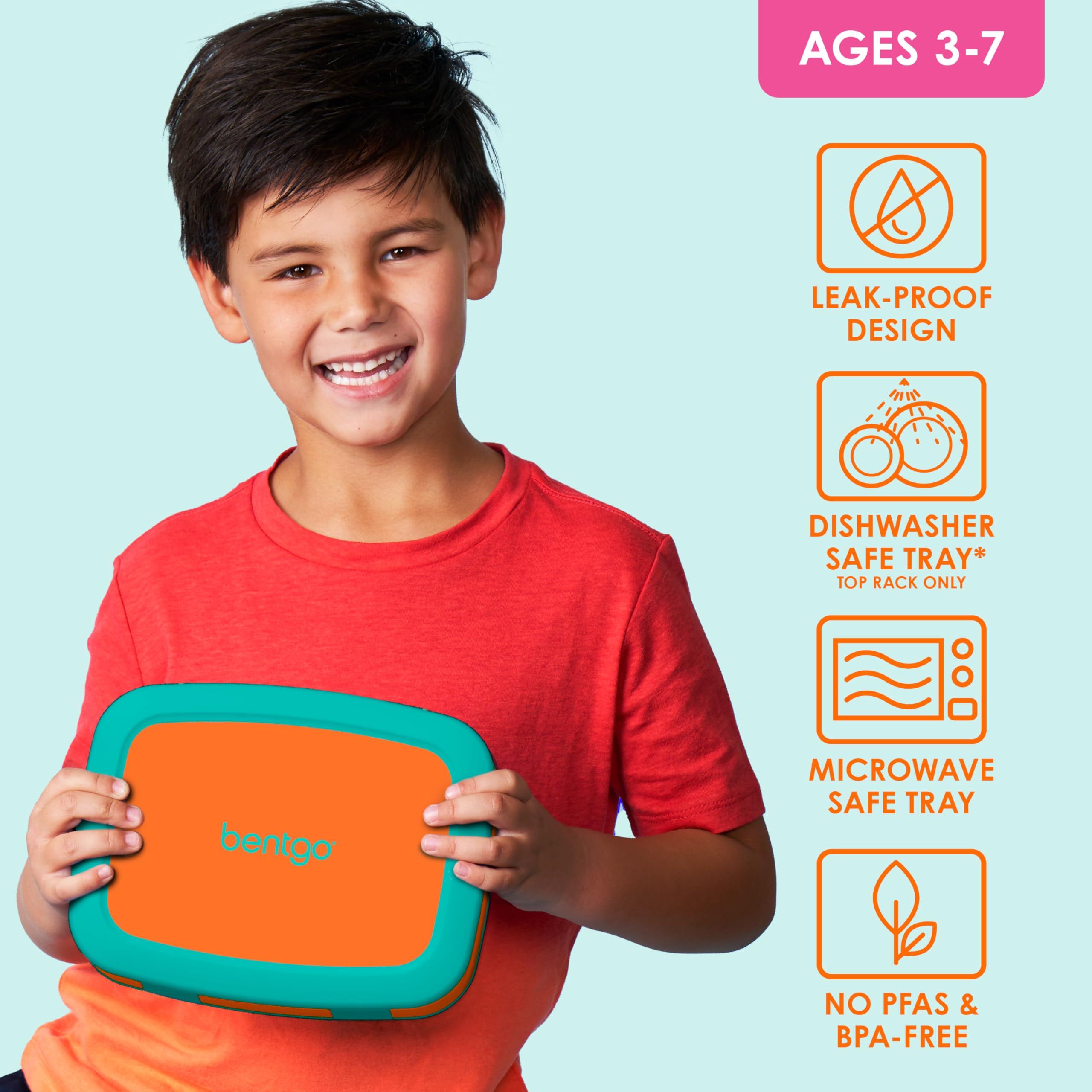 Bentgo Kids orange drop-proof edge highlighting durable construction