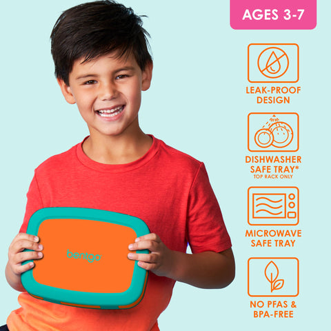 Bentgo Kids orange drop-proof edge highlighting durable construction