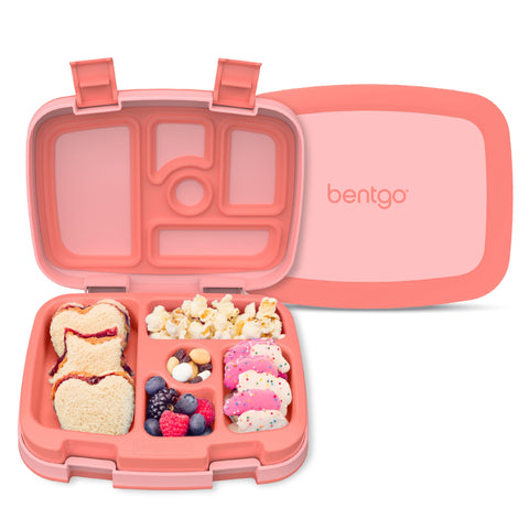 Bentgo Kids 5-compartment coral lunch box keeps meals organized for school lunches.