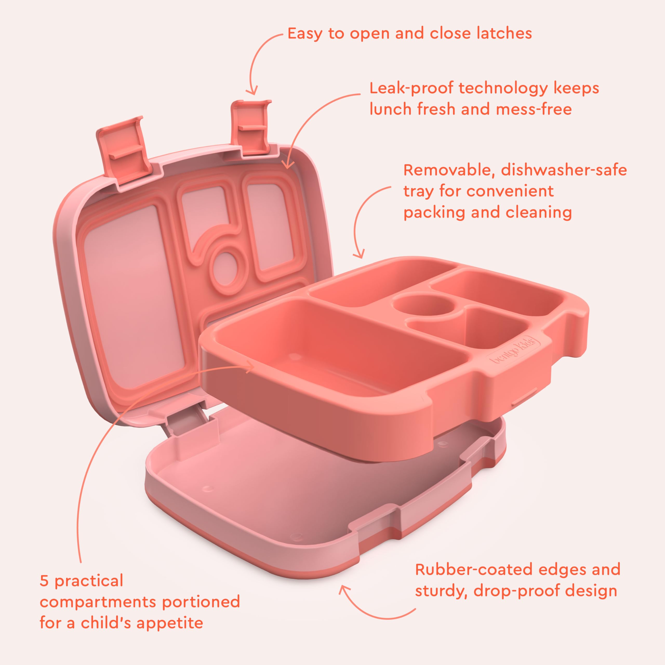 Bentgo Kids dishwasher-safe tray makes cleanup easy after meals.