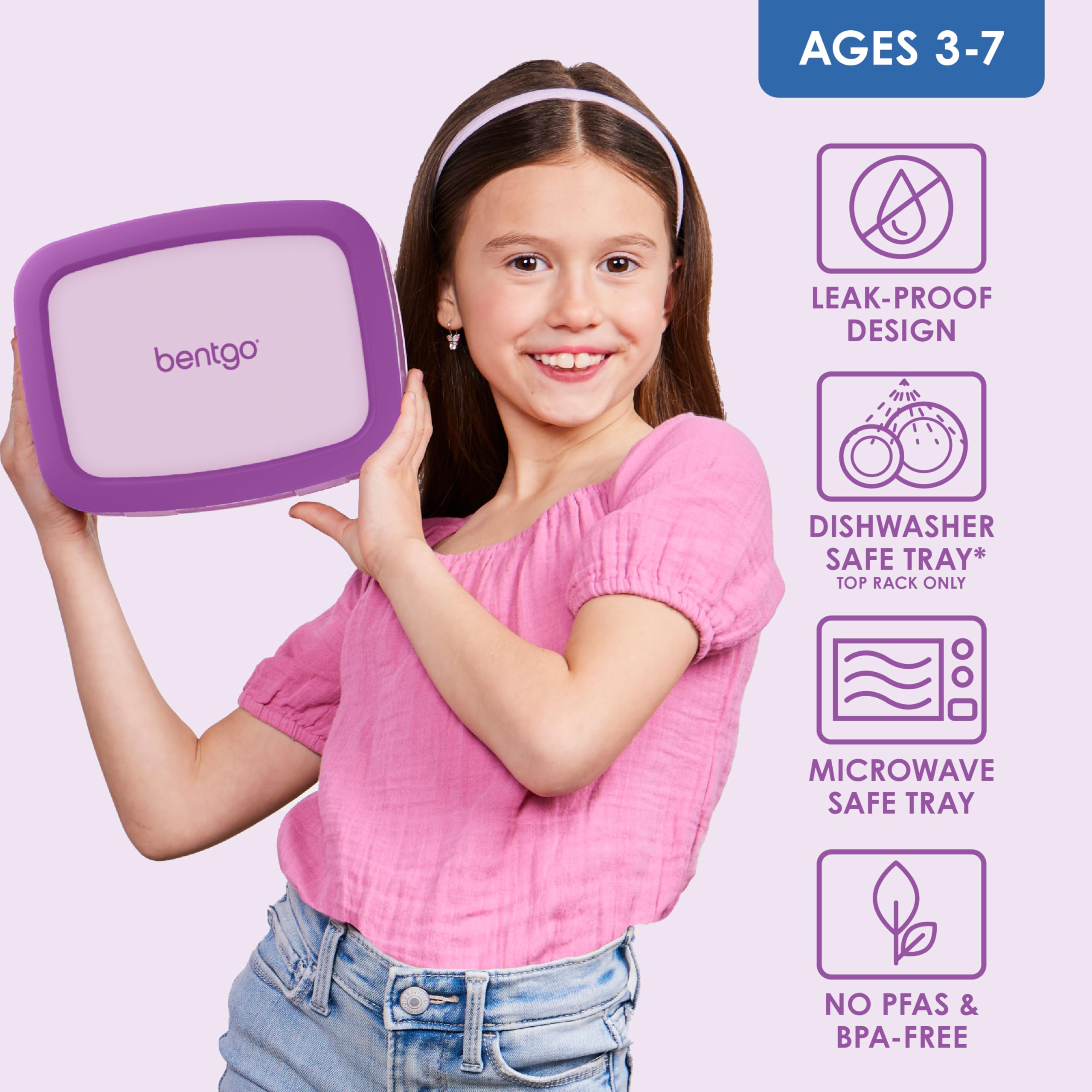 Bentgo Kids drop-proof design with rubber-coated edge for active kids.