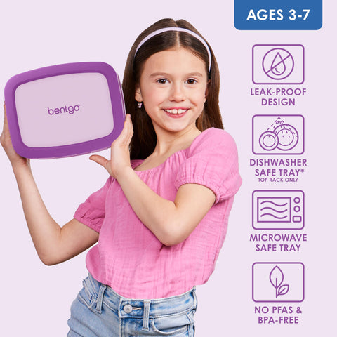 Bentgo Kids drop-proof design with rubber-coated edge for active kids.