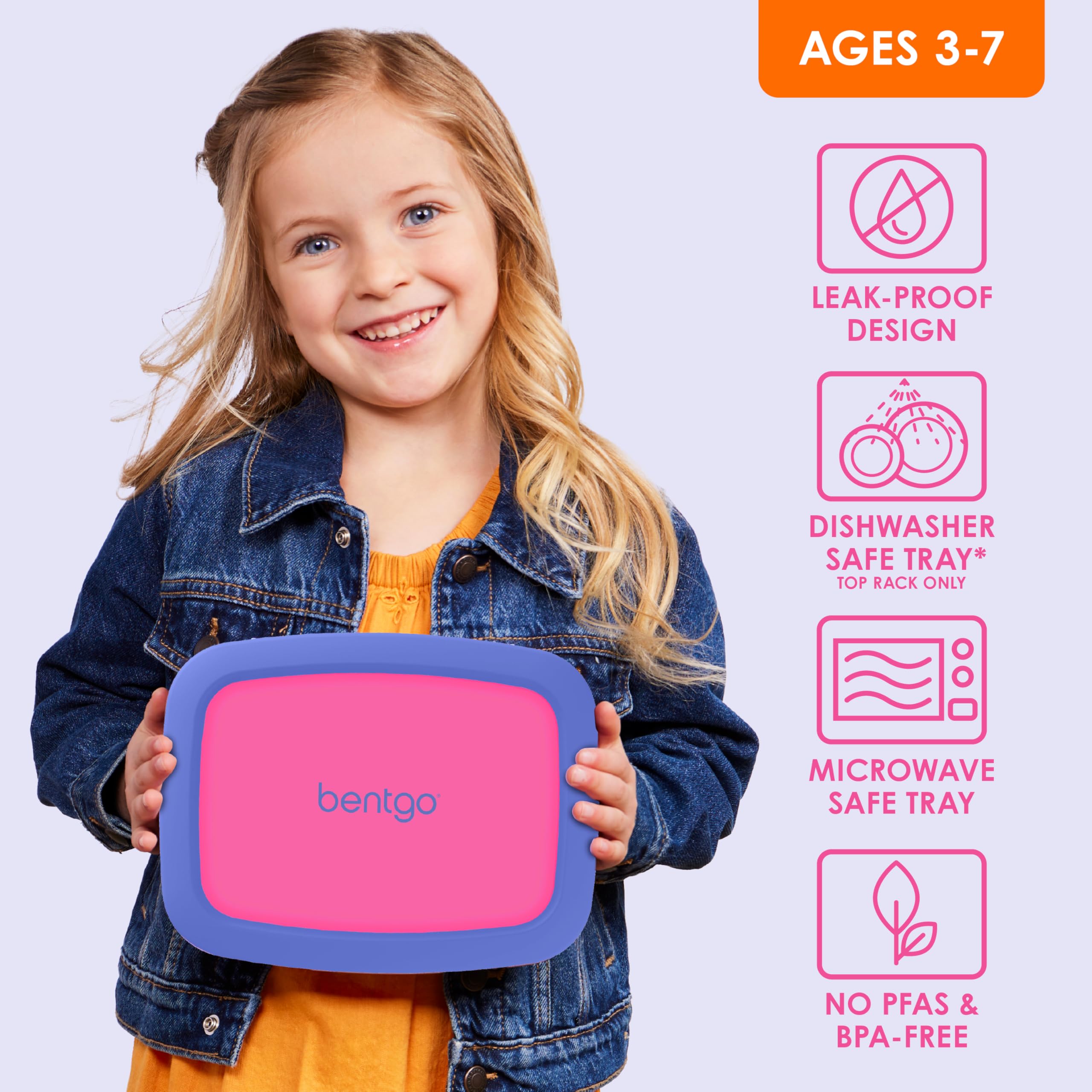 Bentgo Kids drop-proof design with rubber-coated edges during active days.