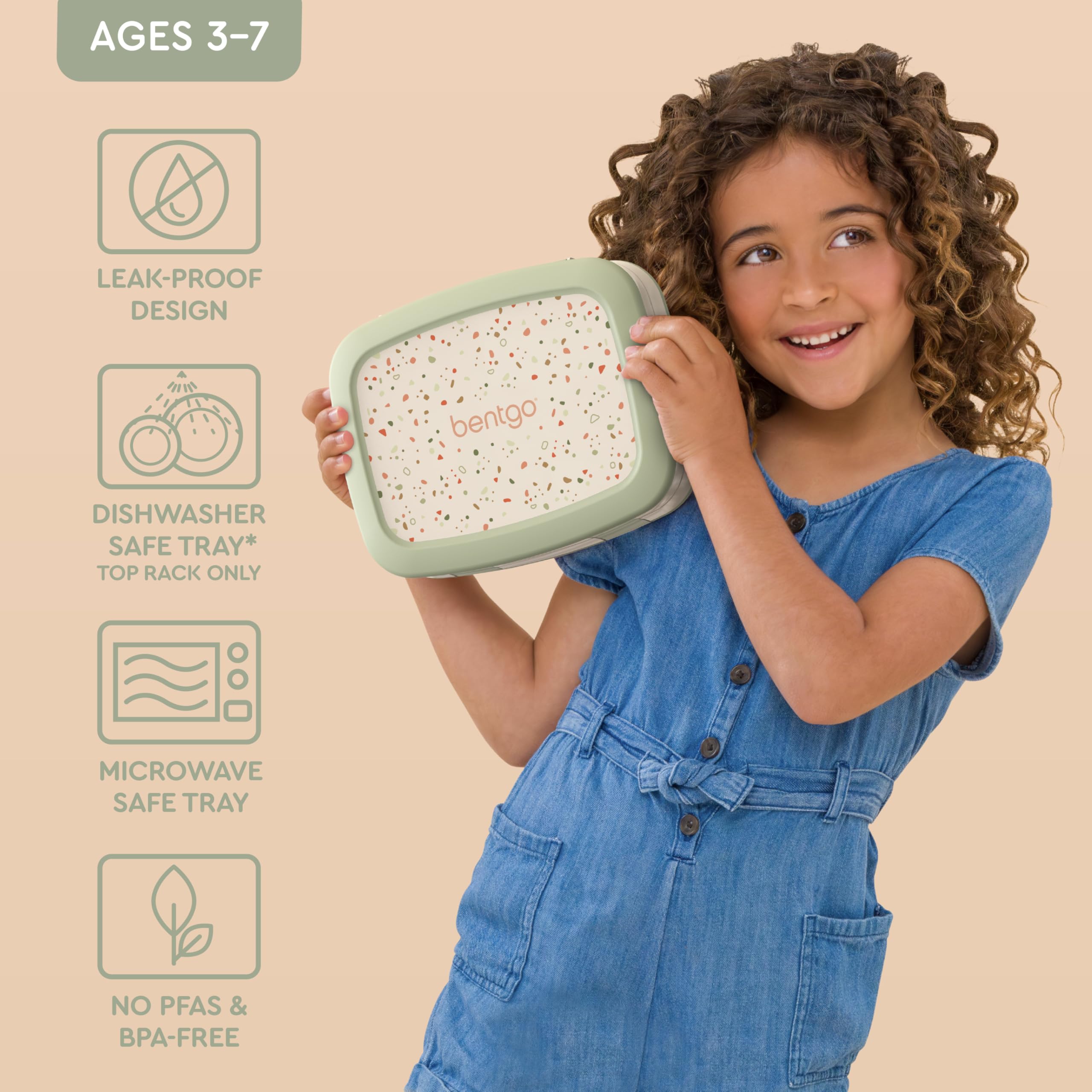 Bentgo Kids Geo Speckle 5 compartments clearly labeled for portions.