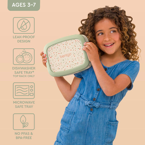 Bentgo Kids Geo Speckle 5 compartments clearly labeled for portions.