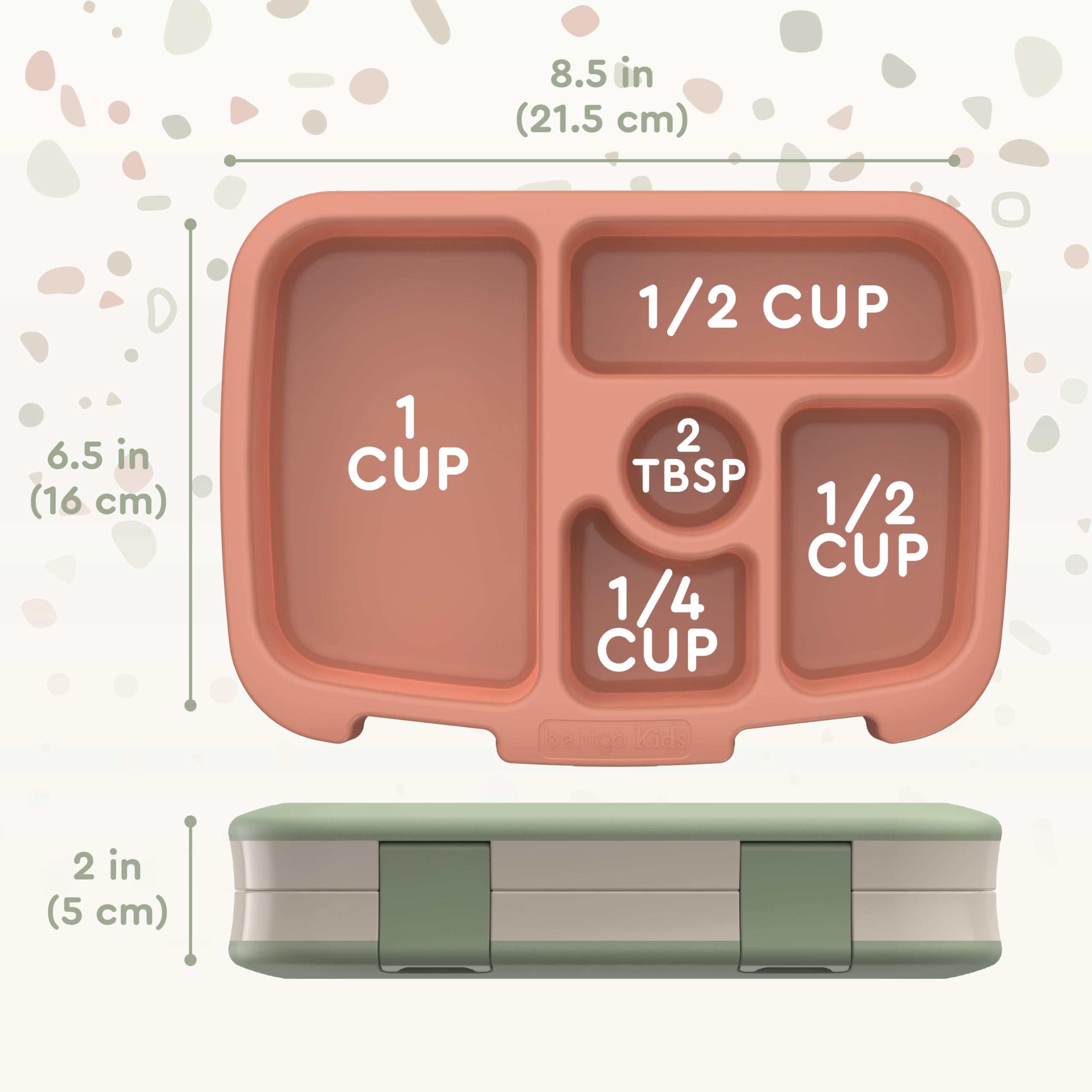 Bentgo Kids Geo Speckle dishwasher-safe shell simplifies cleanup after lunch.
