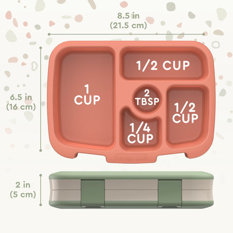 Bentgo Kids Geo Speckle dishwasher-safe shell simplifies cleanup after lunch.