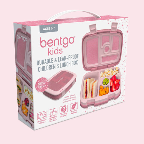 Bentgo Kids glitter edition packaging design that appeals to kids and parents.