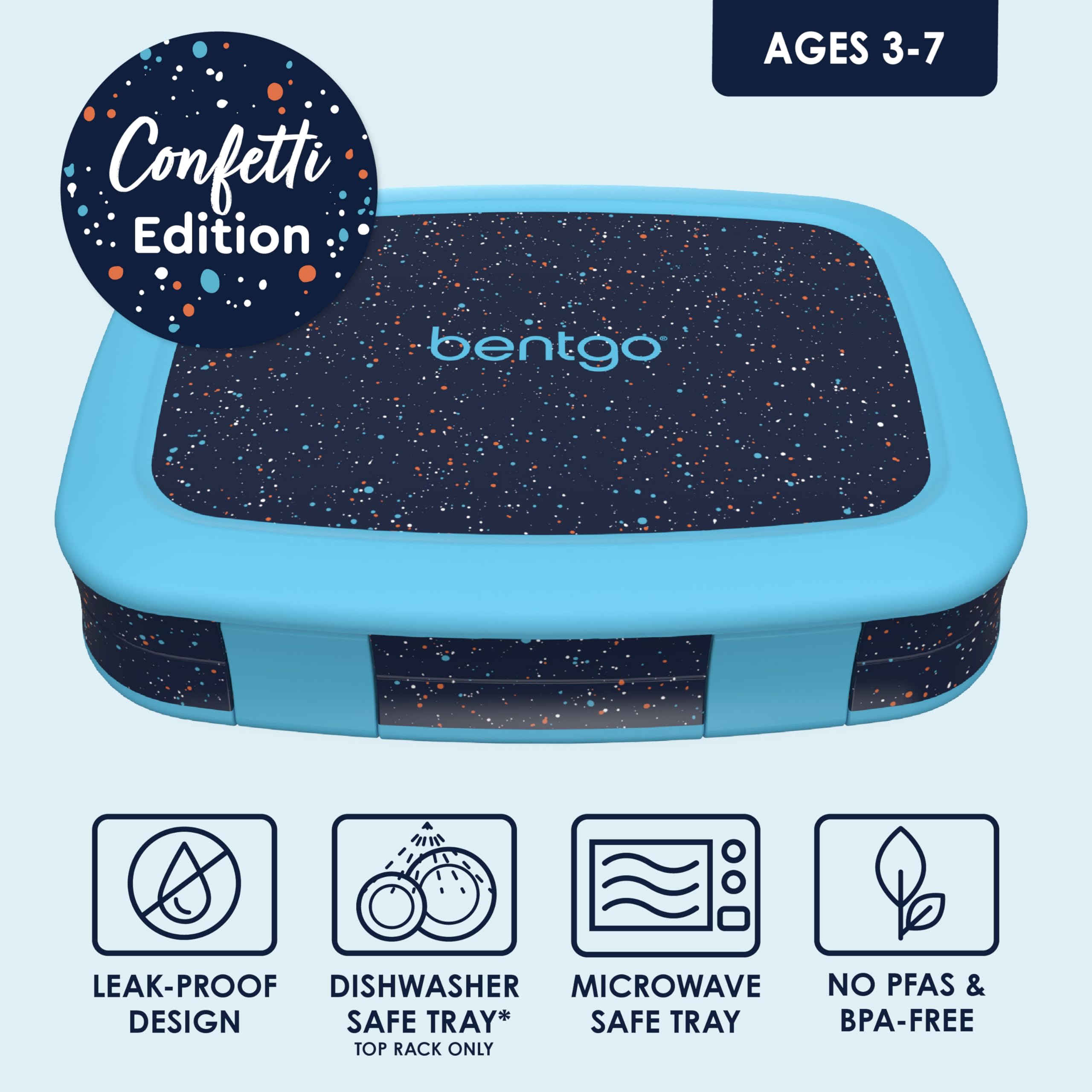 Bentgo Kids leak-proof lid seals in food and prevents spills.