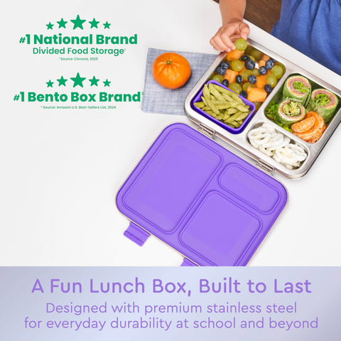 Bentgo Kids leak-resistant seal demonstrates secure meals on the go for school days.